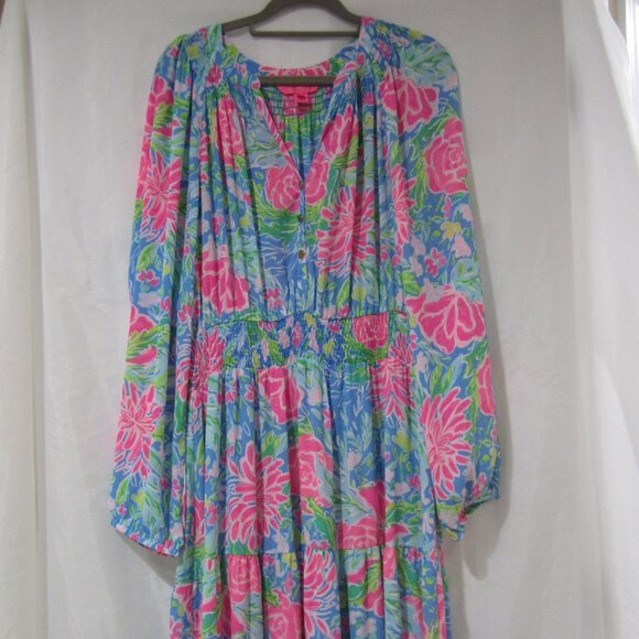 Lilly Pulitzer XL Pauline Maxi Dress Blue Bunny Business - Picture 1 of 9